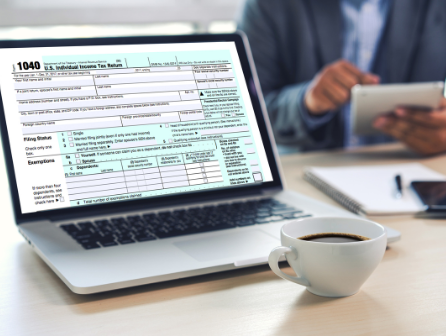 Tax form displays on computer